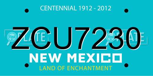 ZCU7230 New Mexico License Plate