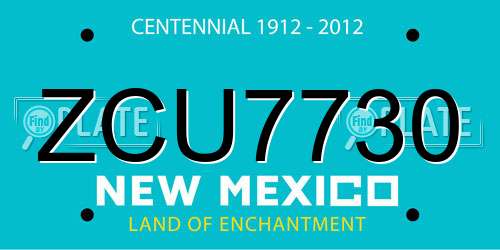 ZCU7730 New Mexico License Plate