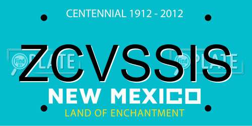 ZCVSSIS New Mexico License Plate