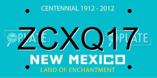 ZCXQ17 New Mexico License Plate