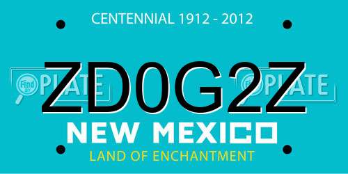 ZD0G2Z New Mexico License Plate
