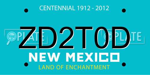 ZD2T0D New Mexico License Plate