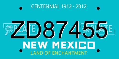 ZD87455 New Mexico License Plate