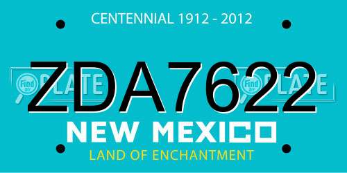 ZDA7622 New Mexico License Plate