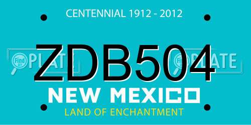 ZDB504 New Mexico License Plate