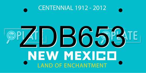 ZDB653 New Mexico License Plate