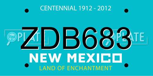 ZDB683 New Mexico License Plate