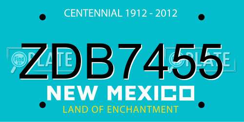 ZDB7455 New Mexico License Plate