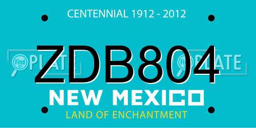 ZDB804 New Mexico License Plate