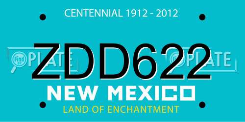 ZDD622 New Mexico License Plate