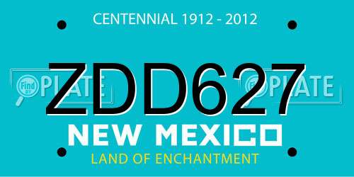 ZDD627 New Mexico License Plate