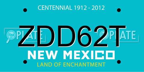 ZDD62T New Mexico License Plate