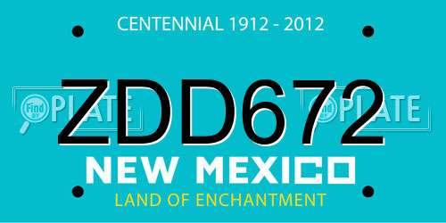 ZDD672 New Mexico License Plate
