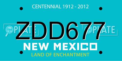 ZDD677 New Mexico License Plate