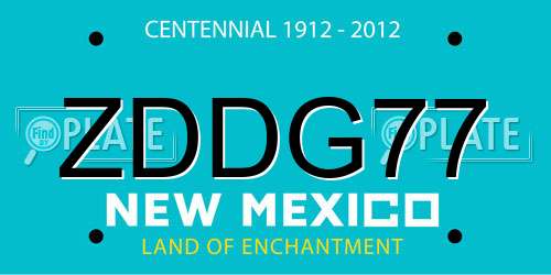 ZDDG77 New Mexico License Plate