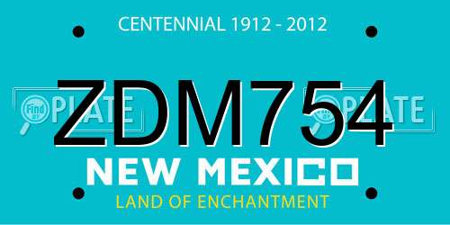 ZDM754 New Mexico License Plate