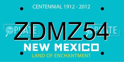 ZDMZ54 New Mexico License Plate