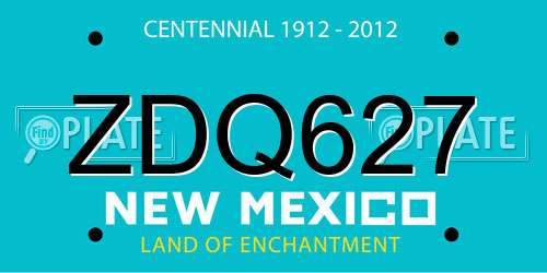ZDQ627 New Mexico License Plate