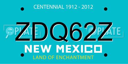 ZDQ62Z New Mexico License Plate