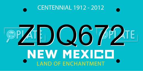 ZDQ672 New Mexico License Plate