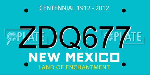 ZDQ677 New Mexico License Plate