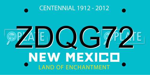 ZDQG72 New Mexico License Plate