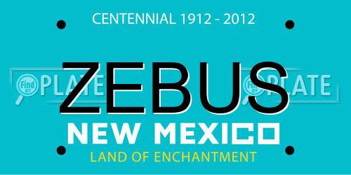 ZEBUS New Mexico License Plate