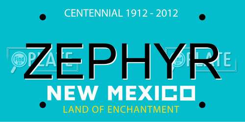 ZEPHYR New Mexico License Plate