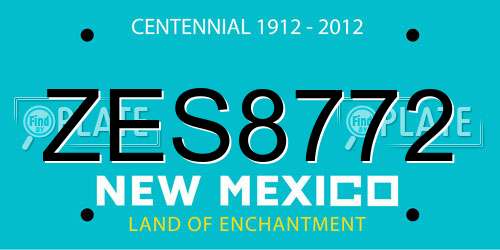 ZES8772 New Mexico License Plate