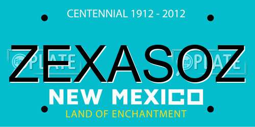 ZEXASOZ New Mexico License Plate
