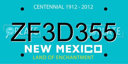 ZF3D355 New Mexico License Plate
