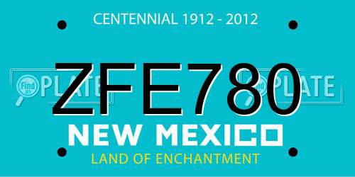 ZFE780 New Mexico License Plate