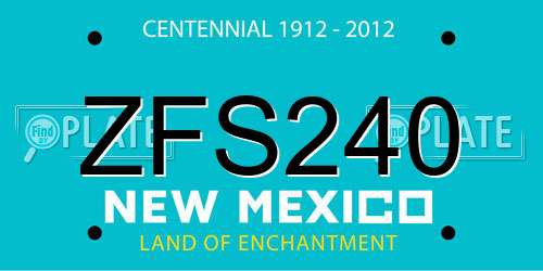 ZFS240 New Mexico License Plate