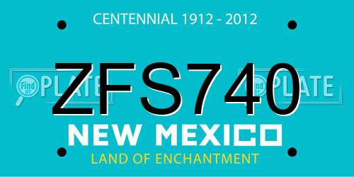 ZFS740 New Mexico License Plate