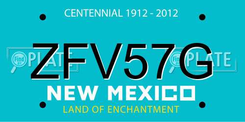 ZFV57G New Mexico License Plate