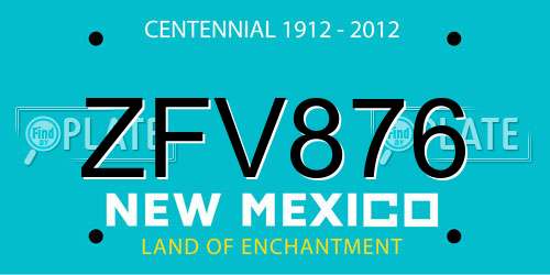 ZFV876 New Mexico License Plate