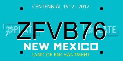 ZFVB76 New Mexico License Plate