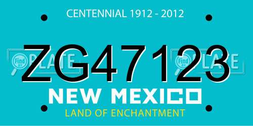 ZG47123 New Mexico License Plate