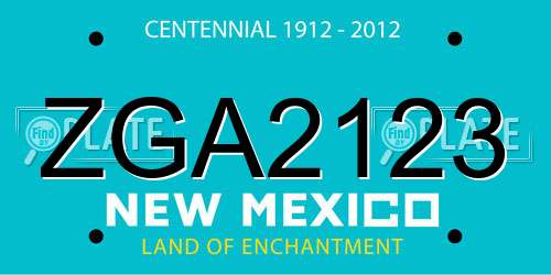 ZGA2123 New Mexico License Plate