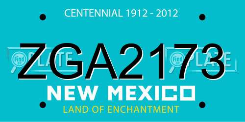 ZGA2173 New Mexico License Plate