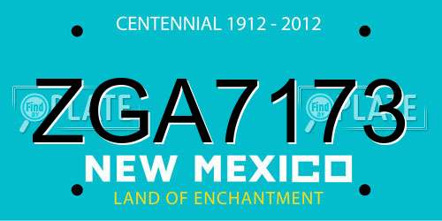 ZGA7173 New Mexico License Plate