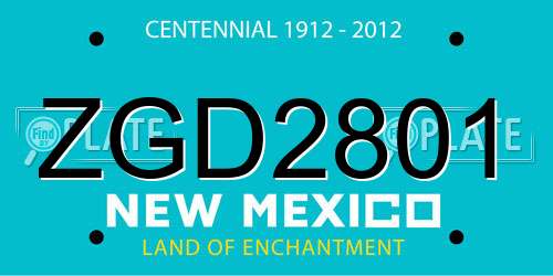 ZGD2801 New Mexico License Plate