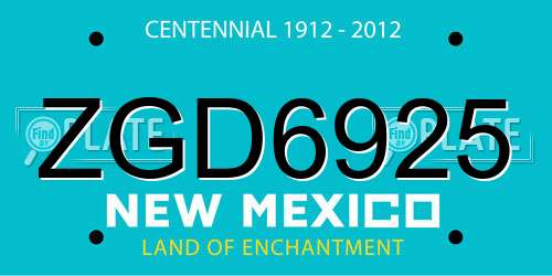 ZGD6925 New Mexico License Plate