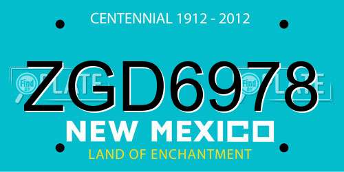 ZGD6978 New Mexico License Plate