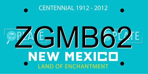 ZGMB62 New Mexico License Plate