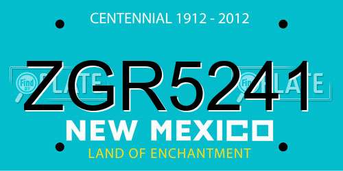 ZGR5241 New Mexico License Plate