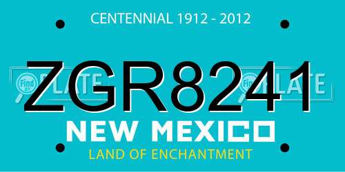 ZGR8241 New Mexico License Plate