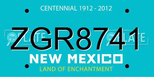 ZGR8741 New Mexico License Plate