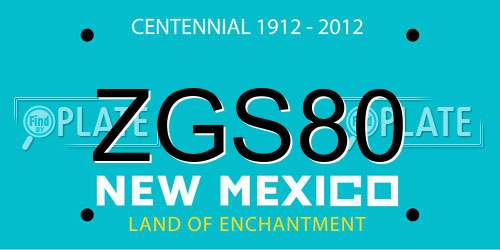 ZGS80 New Mexico License Plate