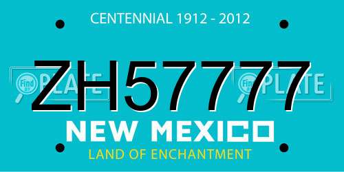 ZH57777 New Mexico License Plate